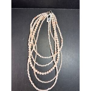 NEW pink aventurine multi strand necklace with sterling silver clasp
